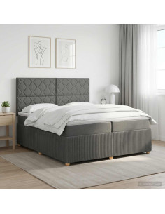 Letto Box Spring LED con Materasso Grigio Scuro 200 x 200 cm
