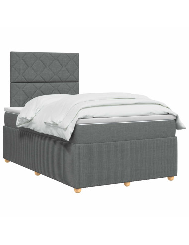 Letto Box Spring LED con Materasso Grigio Scuro 120 x 190 cm