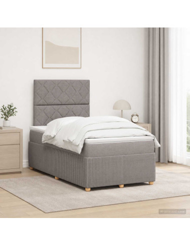 Letto Box Spring LED con Materasso Tortora 120 x 190 cm Tessuto