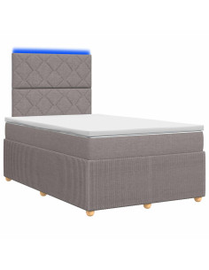 Letto Box Spring LED con Materasso Tortora 120 x 200 cm Tessuto 2