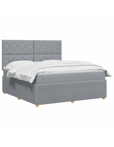 Letto Box Spring LED con Materasso Grigio Chiaro 160 x 200 cm