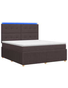 Letto Box Spring LED con Materasso Marrone Scuro 180 x 200 cm 2