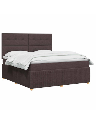 Letto Box Spring LED con Materasso Marrone Scuro 180 x 200 cm