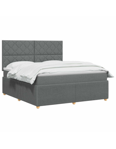 Letto Box Spring LED con Materasso Grigio Scuro 180 x 200 cm