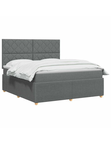 Letto Box Spring LED con Materasso Grigio Scuro 180 x 200 cm