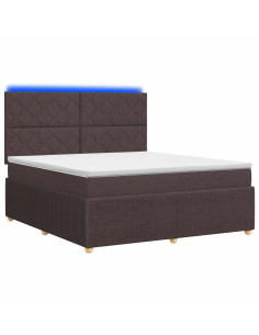 Letto Box Spring LED con Materasso Marrone Scuro 180 x 200 cm 2