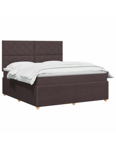 Letto Box Spring LED con Materasso Marrone Scuro 180 x 200 cm
