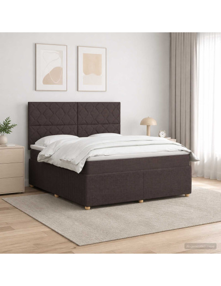 Letto Box Spring LED con Materasso Marrone Scuro 180 x 200 cm