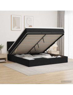Letto ottomano con materasso Nero 160 x 200 cm Velluto