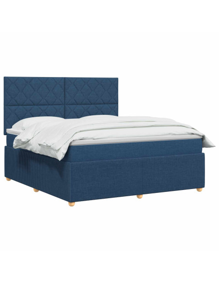 Letto Box Spring LED con Materasso Blu 180 x 200 cm Tessuto