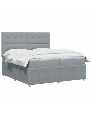Letto Box Spring LED con Materasso Grigio Chiaro 200 x 200 cm