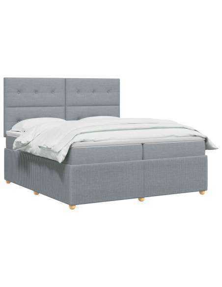 Letto Box Spring LED con Materasso Grigio Chiaro 200 x 200 cm
