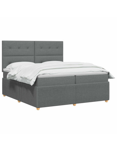 Letto Box Spring LED con Materasso Grigio Scuro 200 x 200 cm
