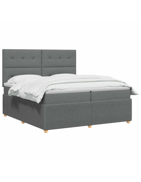 Letto Box Spring LED con Materasso Grigio Scuro 200 x 200 cm