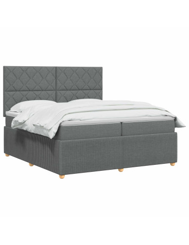 Letto Box Spring LED con Materasso Grigio Scuro 200 x 200 cm