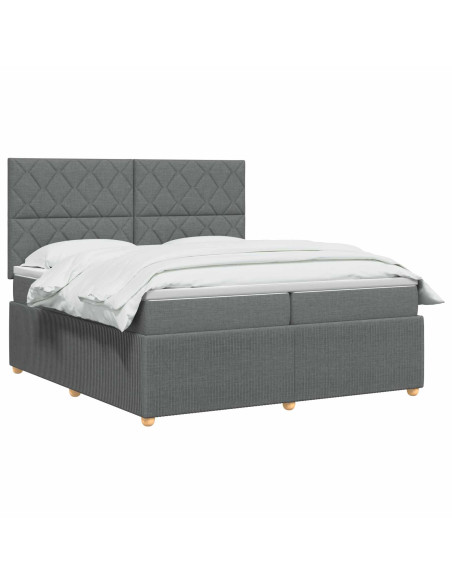 Letto Box Spring LED con Materasso Grigio Scuro 200 x 200 cm