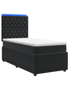 Letto Box Spring LED con Materasso Nero 80 x 200 cm Velluto 2