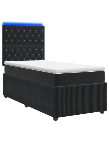 Letto Box Spring LED con Materasso Nero 80 x 200 cm Velluto