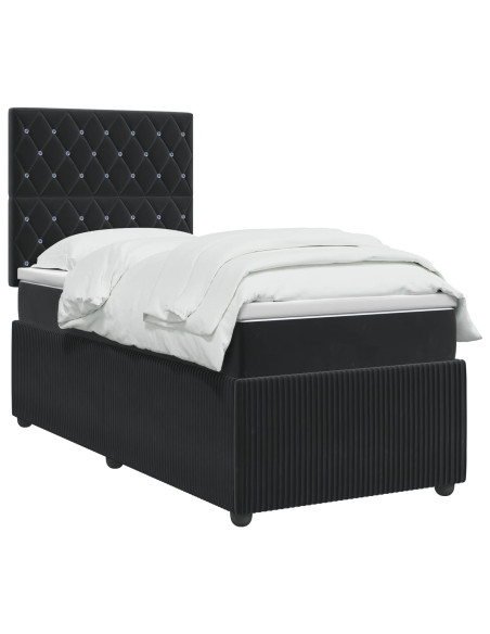 Letto Box Spring LED con Materasso Nero 80 x 200 cm Velluto