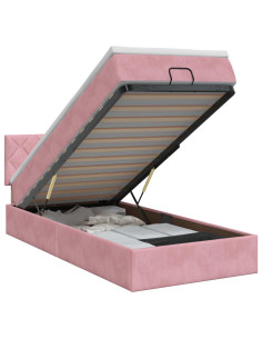 Letto ottomano con materasso Rosa 90 x 190 cm Velluto 2
