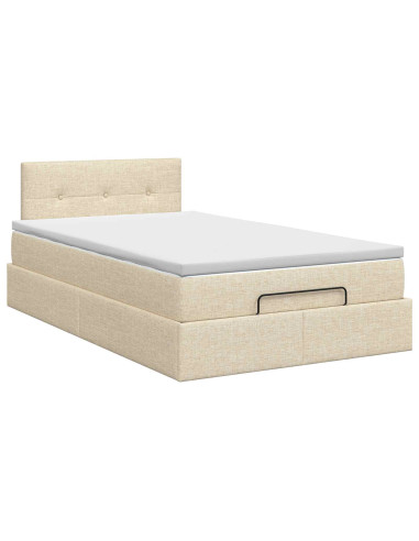 Letto ottomano con materasso Crema 120 x 200 cm Tessuto