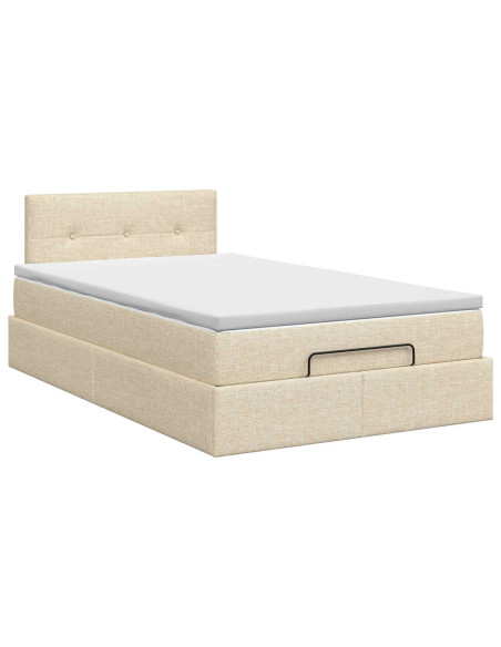 Letto ottomano con materasso Crema 120 x 200 cm Tessuto