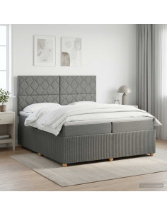Letto box spring con materasso Grigio Scuro 200 x 200 cm