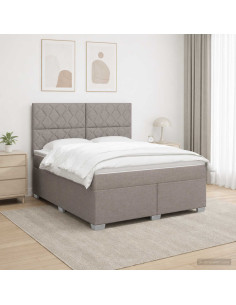 Letto box spring con materasso Tortora 180 x 200 cm Tessuto