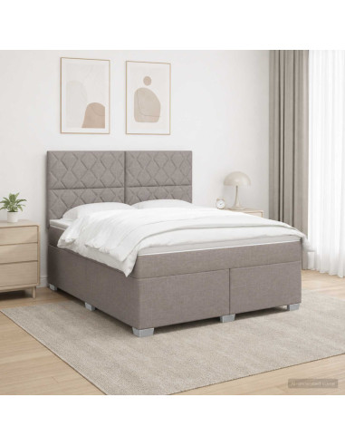 Letto box spring con materasso Tortora 180 x 200 cm Tessuto