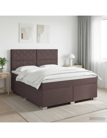 Letto box spring con materasso Marrone Scuro 160 x 200 cm