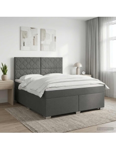 Letto box spring con materasso Grigio Scuro 160 x 200 cm