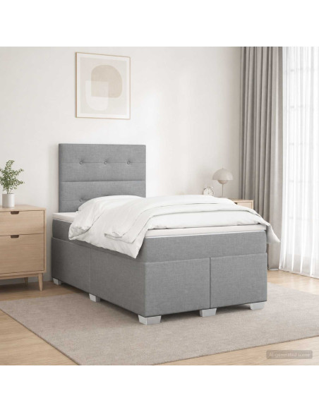 Letto box spring con materasso Grigio Chiaro 120 x 200 cm