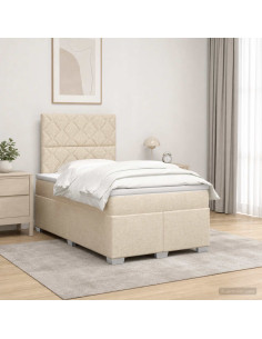 Letto box spring con materasso Crema 120 x 190 cm Tessuto