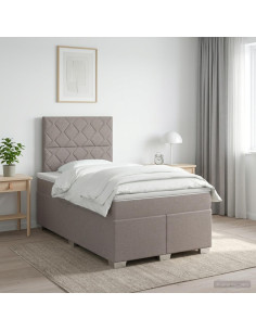 Letto box spring con materasso Tortora 120 x 190 cm Tessuto