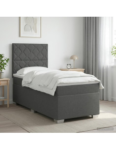 Letto box spring con materasso Grigio Scuro 100 x 200 cm