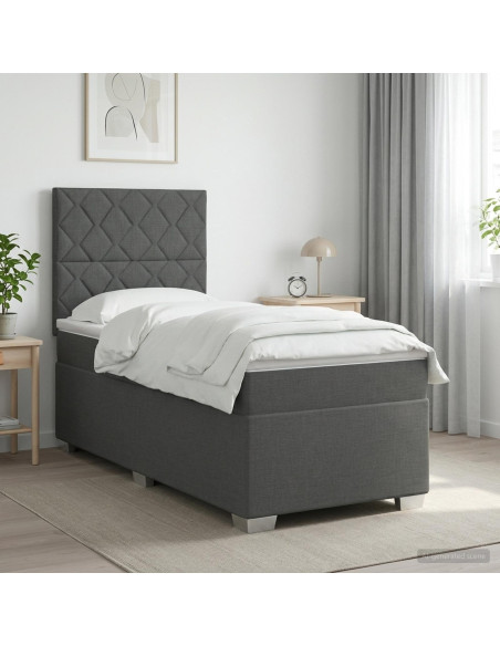 Letto box spring con materasso Grigio Scuro 100 x 200 cm