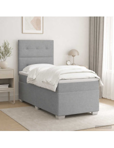 Letto box spring con materasso Grigio Chiaro 100 x 200 cm