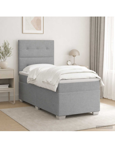 Letto box spring con materasso Grigio Chiaro 100 x 200 cm