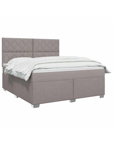 Letto box spring con materasso Tortora 180 x 200 cm Tessuto