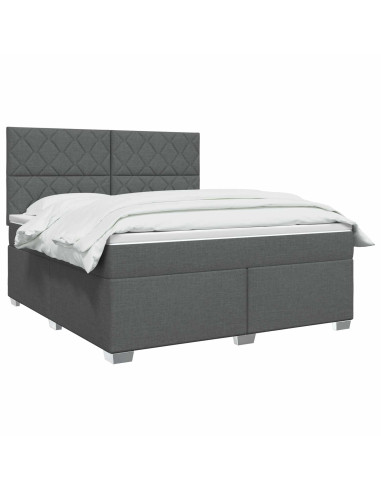 Letto box spring con materasso Grigio Scuro 160 x 200 cm