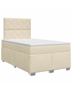 Letto box spring con materasso Crema 120 x 190 cm Tessuto 2