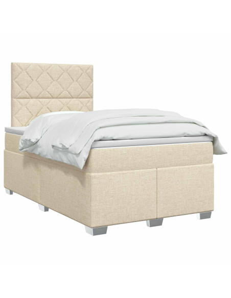 Letto box spring con materasso Crema 120 x 190 cm Tessuto