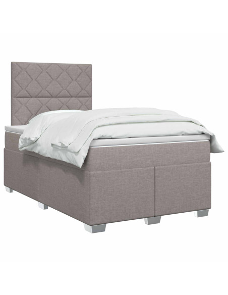 Letto box spring con materasso Tortora 120 x 190 cm Tessuto