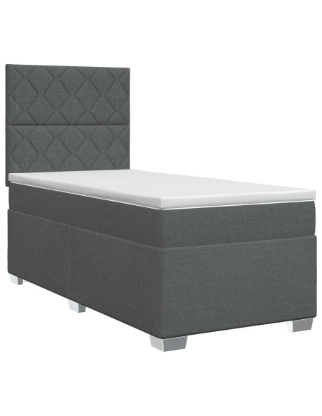 Letto box spring con materasso Grigio Scuro 100 x 200 cm
