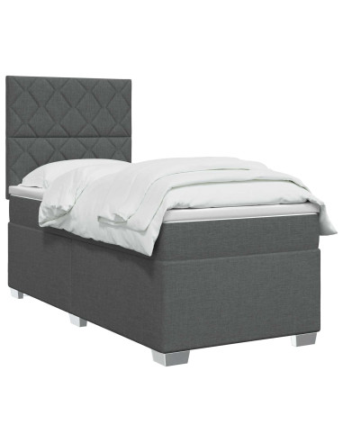 Letto box spring con materasso Grigio Scuro 100 x 200 cm