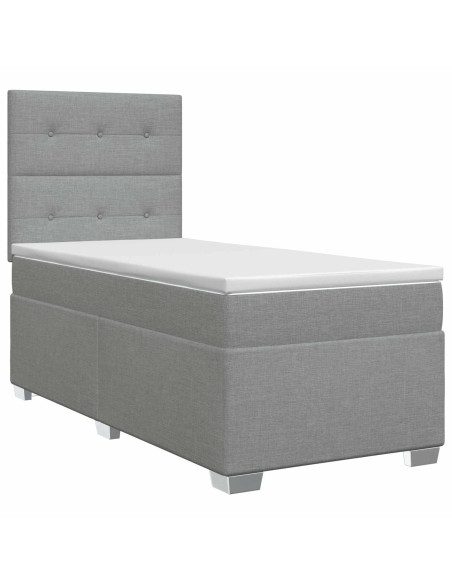 Letto box spring con materasso Grigio Chiaro 100 x 200 cm