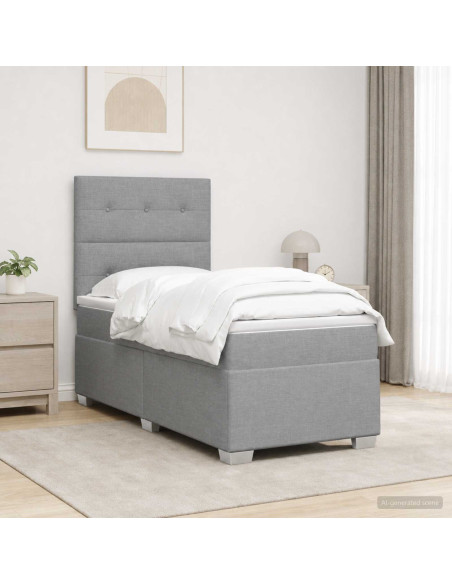 Letto box spring con materasso Grigio Chiaro 100 x 200 cm