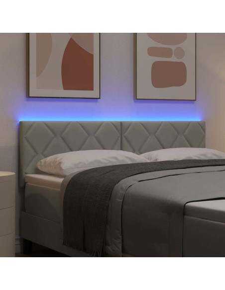 Testiera LED Grigio chiaro 160 cm Velluto