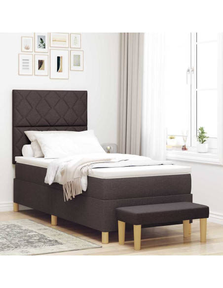 Letto a molle con testiera Marrone Scuro 190 x 90 cm Tessuto