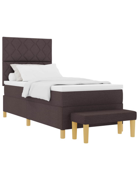 Letto a molle con testiera Marrone Scuro 190 x 90 cm Tessuto